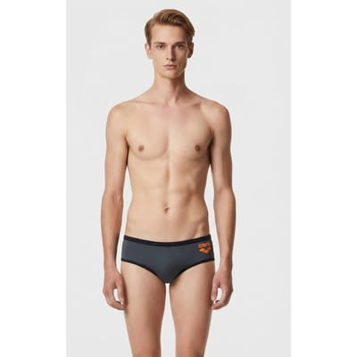 Arena Men's  One 12cm Swim Briefs Big Log Asphalt Black Maat: 70 | Zwembroeken Outlet | Heren | Grijs