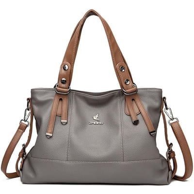 Nieuwe Europese en Amerikaanse Retro Mode Textuur Praktische Grote Tote Casual Zacht Leer Schoudertas Crossbody Grote Capaciteit Dames Tas gray