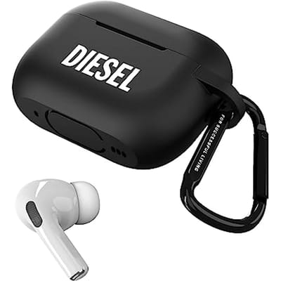 DIESEL AirPods Pro 2 Pro Stijlvolle Siliconen Hoes met Merklogo AirPods Pro Generatie Hoesje/AirPods Hoesje, (Diesel 1e/2e Versnellingsbak, Zwart)