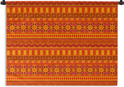 Wandkleed - Wanddoek - Patronen - Oranje - Zon - 120x90 cm - Wandtapijt