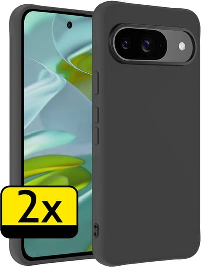 Hoesje - 2 Stuks - Geschikt voor Google Pixel 9 - Sterk & Shockproof - Case Siliconen - Back Cover - Telefoon Hoes - Telefoonhoesjes - Zwart
