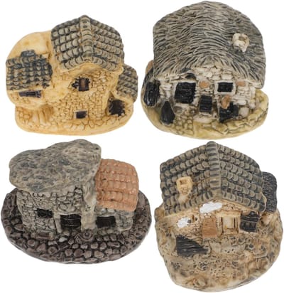 Miniatuur Huisjes - Sprookjes Tuinhuisjes - Poppenhuis Decoratie - Gedetailleerd Hars Vakmanschap - 4x3x3 cm - Multi