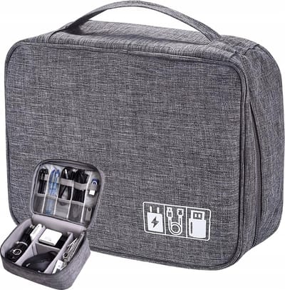Kabel Organiser Tas - Compacte Kabeltas - Opbergtas voor Elektronica en Accessoires - Reistas - Tas Organizer - Case - Grijs