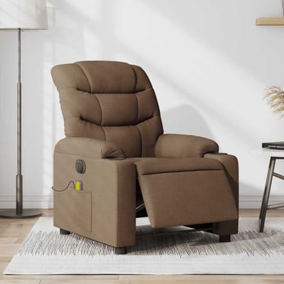 vidaXL - Massagestoel - elektrisch - verstelbaar - stof - bruin