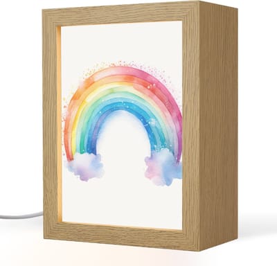 Nachtlampje 15x20 cm - Kinder lampje - Regenboog - Kinderen - Meisje - Tafellamp kinderkamer - Slaapkamer lamp - Bedlamp kinderen - Kinderlampje stopcontact - Wandlamp babykamer - Nachtlampjes