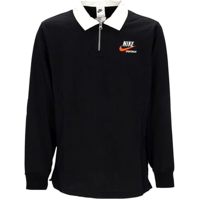 Herenpolo met lange mouwen, sportkleding, Trend Rugby-top, zwart/zeil