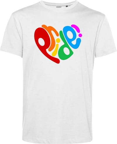 T-shirt Pride Hart | Gay pride shirt kleding | Regenboog kleuren | LGBTQ | Wit | maat XS