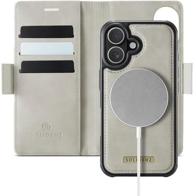 Solidenz 2 in 1 Portemonnee Hoesje geschikt voor iPhone 17 Hoes - geschikt voor MagSafe - Afneembare Case - Beige