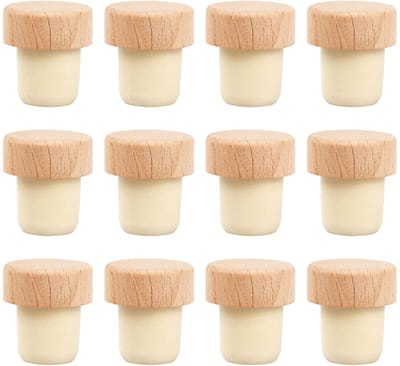 Cosensi- Wijnflesstopper Houten - 12 Stuks - Flattop - Afdichtpluggen - Kurkstoppen - Traditionele Wijnaccessoires - Diameter 2,2 CM - Kurkstopper