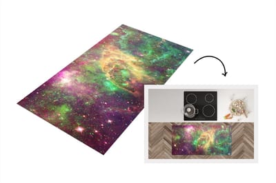 Keukenloper - Loper keuken - Sterren - Groen - Ruimte - 120x60 cm - Keukenloper vinyl
