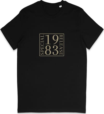 1983 Geboortejaar T Shirt Heren Dames - Zwart - Maat S