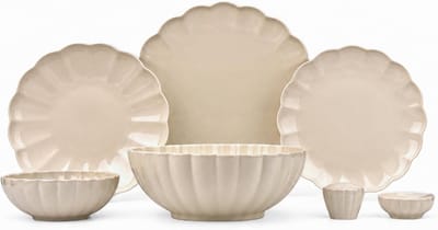 Porseleinen diner servies 27-delig - creme beige - compleet voor 6 personen - perfect voor elke gelegenheid - ShopVlot