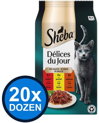 20x Sheba - Delices Du Jour Pouch Saus Traiteur Sel Multipack (6x50g) - Kattenvoer Natvoer - 300 g
