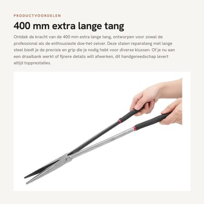 Dailygoods- Reparatietang 400 mm - Lange Klemmen - Gereedschapsstaal - Antislip Handgreep - Handgereedschap - Draaibank Toepassing - Tang
