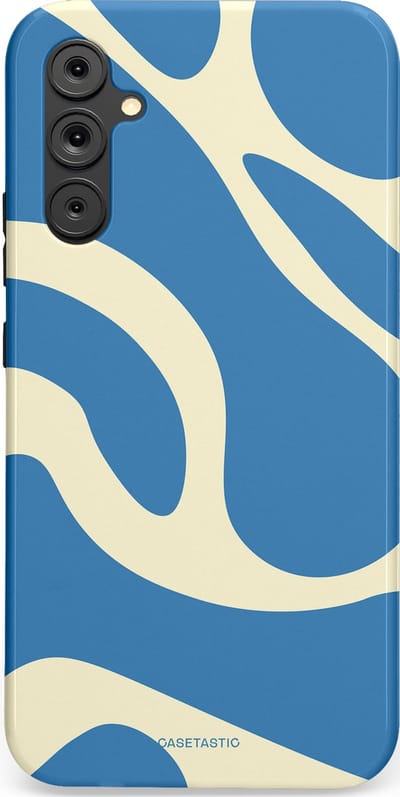 Casetastic hoesje geschikt voor Samsung Galaxy A34 (2023) 5G - Dubbellaagse bescherming - Lichtblauwe water vlekken - Fashion Case - Lavendel Crème Lichtblauw