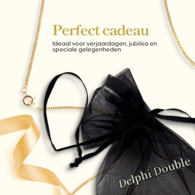 Vergulde goudkleurige ketting gourmet 45 cm goldplated double voor dames en heren goudkleurig unisex