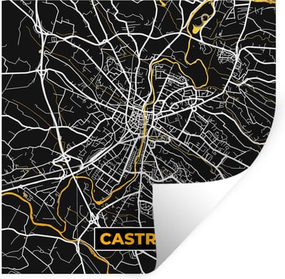 Muurstickers - Sticker Folie - Kaart - Stadskaart - Plattegrond - Castres - Frankrijk - 100x100 cm - Plakfolie - Muurstickers Kinderkamer - Zelfklevend Behang XXL - Zelfklevend behangpapier - Stickerfolie