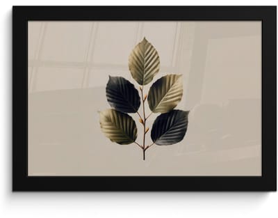 Poster in lijst - Fotolijst 30x20 cm - Posters - Beukenbladeren - Bruin - Groen - neutraal - Posterlijst zwart - Decoratie - Wanddecoratie woonkamer - Muurdecoratie slaapkamer