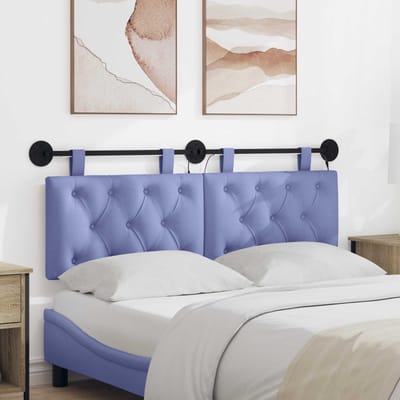 vidaXL - Hangend - hoofdbord - Met - LED-verlichting - Jeans - Blauw - Stof