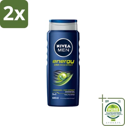 NIVEA MEN - Douchegel - Energy - 500 ml - Voordeelverpakking - 2 stuks - Douchegel - Energie