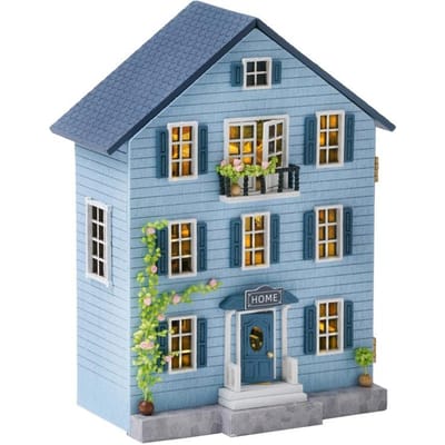 Mini Doe-het-zelf Handgemaakt Huisje Creatieve Scène Decoratie Speelgoed Perfect Cadeau voor Kinderen Tieners Volwassenen Meisjes Verjaardagscadeau gray