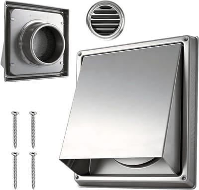 Ventilatierooster RVS - Afzuigkap Afdekking - Buiten Ventilatie - Insecten Bescherming - 100 mm - Zilver