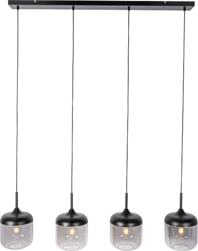 QAZQA kyan - Design Hanglamp eettafel voor boven de eettafel | in eetkamer - 4 lichts - L 125 cm - Zwart Goud - Woonkamer | Slaapkamer | Keuken