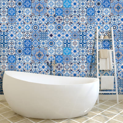 Zelfklevende tegelmuurstickers voor keuken en badkamer - Set van 9 AZULEJOS SETTIMA tegelstickers - 9 stickers 10x10cm