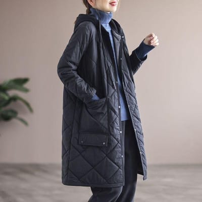 Vrouwen Mode Winter Warme Jassen Bontkraag Jassen Lange Parka's Hoodies Kantoor Dame Katoen Plus Size M zwart