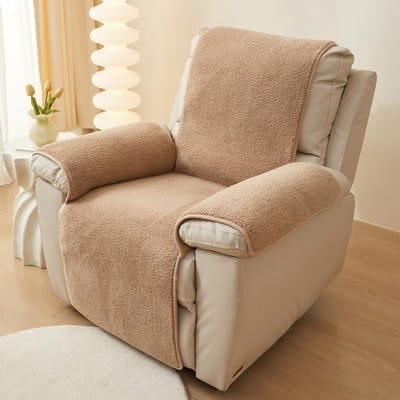 Lamswollen bank relaxfauteuilhoes antislip armleuningkussen eendelige relaxfauteuilhoes 56*207cm