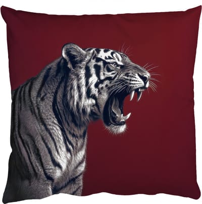Sierkussens - Kussentjes Woonkamer - 50x50 cm - Tijger - Brult - Bordeaux