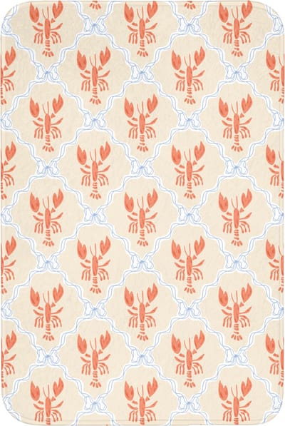 Badmat 60x90 cm - Antislip - Kreeft - Geel - Patroon - Badmatten voor badkamer - Badkamermat - Douchemat - Badkamer mat