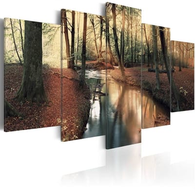 Schilderij - Herfst bos , 5 luik