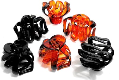 6 haarklemmen bol-vorm 6,5 cm mix 3x bruin / 3 x zwart
