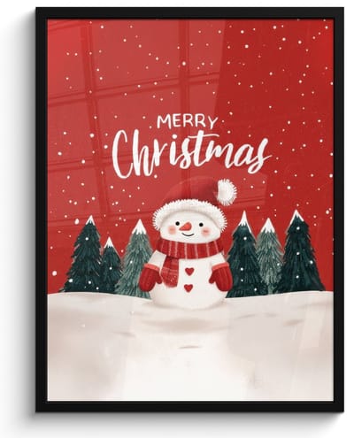 Poster in lijst - Fotolijst 60x80 cm - Posters - Kerstgroet - Sneeuw - Rood - Posterlijst zwart - Decoratie - Wanddecoratie woonkamer - Muurdecoratie slaapkamer - Kerstversiering - Kerstdecoratie voor binnen - Kerstmis