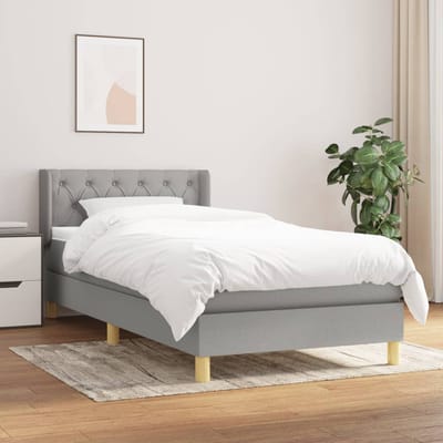 vidaXL - Boxspring - met - matras - stof - lichtgrijs - 80x200 - cm