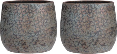 Mica Decorations Bloempot - 2x - keramiek - kamerplanten - koper - D31 x H38 cm