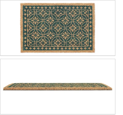 Doodadeals® Deurmat met sierlijk bloemen patroon – Natuurlijke kokosmat voor binnen en buiten