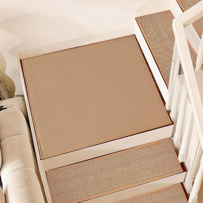 Vierkante Antislip Trapmat voor Houten Treden, Wasbaar, 79 x 79 cm, Beige, Veiligheid en Comfort