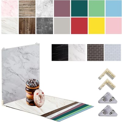 Set van 9 dubbelzijdige fotobez backgrounds, 18 motieven, waterdicht en herbruikbaar, 61 x 61 cm, perfect voor voedselaccessoires, sieraden en cosmetica fotografie