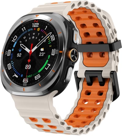 Siliconen bandje - geschikt voor Samsung Galaxy Watch Ultra (47mm) / Ultra 2025 (47mm) - ocean stijl met gesp - starlight oranje