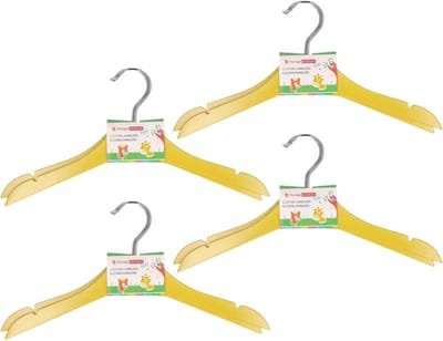 Stevige kledinghangers voor kinderen 20x stuks hout - Klerenhangers geel