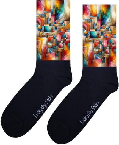 Geometrisch - Valentijns Cadeau - Valentijn sokken - Grappige sokken - Leuke sokken - Hem Haar sokken - Vrolijke sokken - Sint cadeau - Vaderdag - Moederdag - Verjaardag cadeau - Kerst cadeau - Leuk Cadeau - Fantasie - Socks maken Happy - 37-44