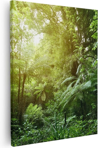 Artaza Canvas Schilderij Jungle - 40x50 cm - Wanddecoratie Bos - Muurdecoratie Landschap - Schilderijen Op Canvas