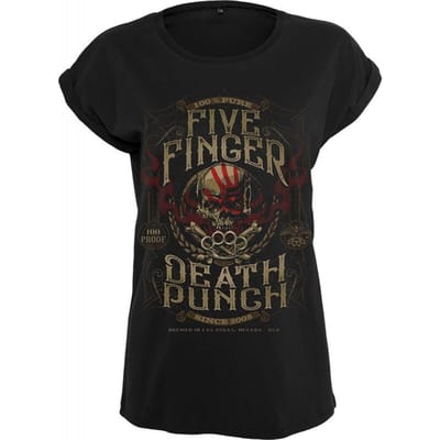 Five Finger Death Punch T-shirt - 100 Proof - S tot XL - voor Vrouwen - zwart