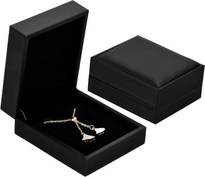 Elegante zwarte opbergdoos voor kettingen - 2-delige verpakking voor sieraden, cadeau voor bruiloft, verloving en verjaardagen