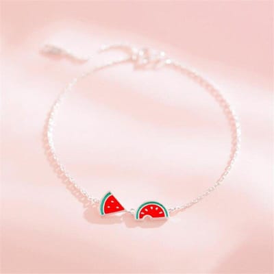 Nieuwe Creatieve Eenvoudige Schattige Watermeloen Mode 925 Sterling Zilveren Sieraden Persoonlijkheid Lieve Epoxy Fruit Armbanden Sl076 rood