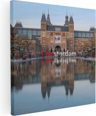 Artaza Canvas Schilderij Rijksmuseum - 30x30 cm - Klein - Wanddecoratie Amsterdam - Muurdecoratie Skyline - Kamer Accessoires Woonkamer