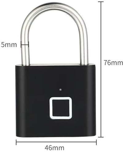 Fingerprint Hangslot – Slim Vingerafdruk Slot – Oplaadbaar via USB-C – Met Noodcode – Compact & Veilig- Opent Met Vinger