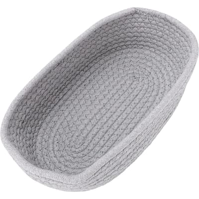 3 pièces Panier Tressé en Corde Organisateur pour Étagères Placards Panier Cadeau Décoratif Vide pour Anniversaire Livres Jouets Ovale grise